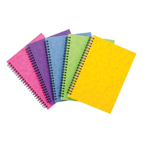 Notebook+Sidebound+Twin+Wire+80gsm+Ruled+%26+Perforated+120pp+A5+Assorted+Colours+C+%5BPack+10%5D