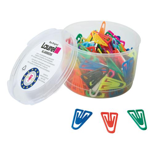 Laurel Paperclips Plastic Non-Magnetising 25mm Assorted Colours Ref 126011399 [Pack 500]