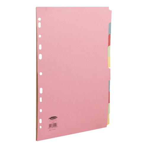 Concord Commercial Subject Dividers 10-Part Multipunched 160gsm Extra Wide A4+ Assorted Ref 51599