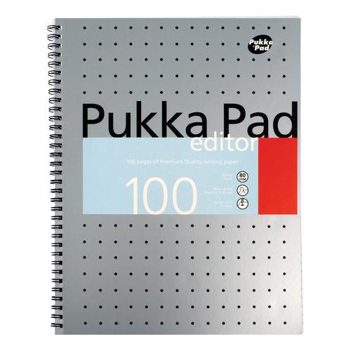 Pukka+Pad+Metallic+Edtr+Nbk+Wbnd+80gsm+Ruled+Margin+Perf+Punch+4+Hole+100pp+A4%2B+Silver+Ref+EM003+%5BPack+3%5D