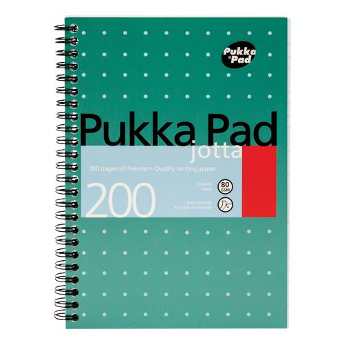 Pukka Pad Metallic Jotta Nbk Wirebound 80gsm Ruled Perforated 200pp A5 Metallic Green Ref JM021 [Pack 3]