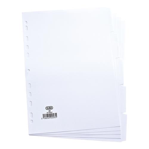 Elba Subject Dividers 5-Part Card Multipunched 160gsm A4 White Ref 100204880