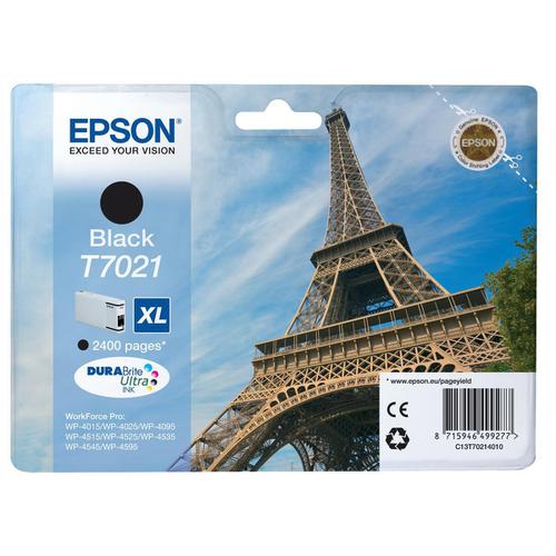 Epson T7021 Inkjet Cartridge Eiffel Tower XL Page Life 2400pp 45.2ml Black Ref C13T70214010
