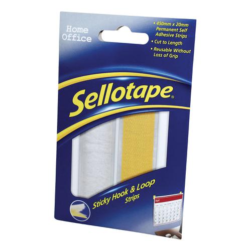 Sellotape Permanent Sticky Hook and Loop Strips in a Wallet 20x450mm Ref 1445183
