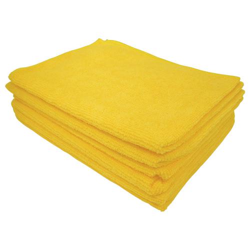 5 Star Facilities Microfibre Cleaning Cloth Colour-coded Multi-surface Yellow [Pack 6]