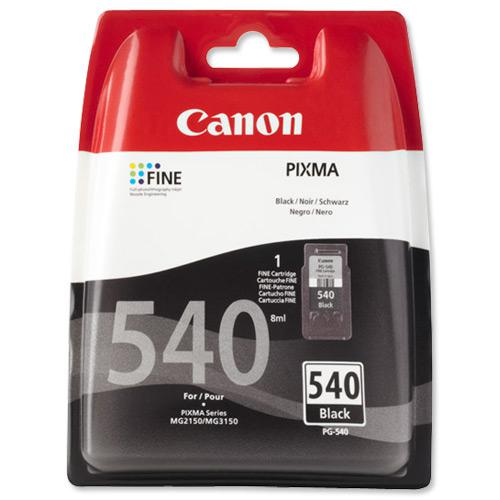 Canon PG-540 Inkjet Cartridge Page Life 180pp 8ml Black Ref 5225B005