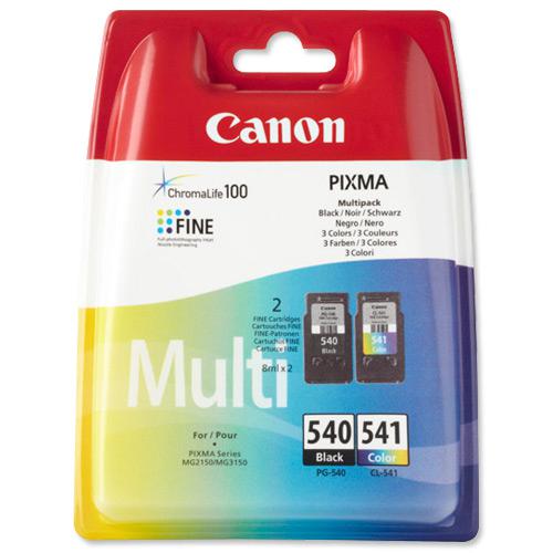 Canon PG-540/CL-541 Inkjet Cartridge Page Life 180pp 8ml Black/Tri-Colour Ref 5225B006 [Pack 2]