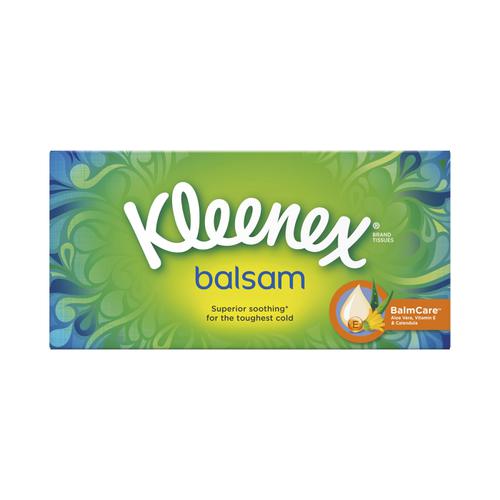 Kleenex+Balsam+Facial+Tissues+Box+3+Ply+with+Protective+Balm+64+Sheets+White+Ref+M02275