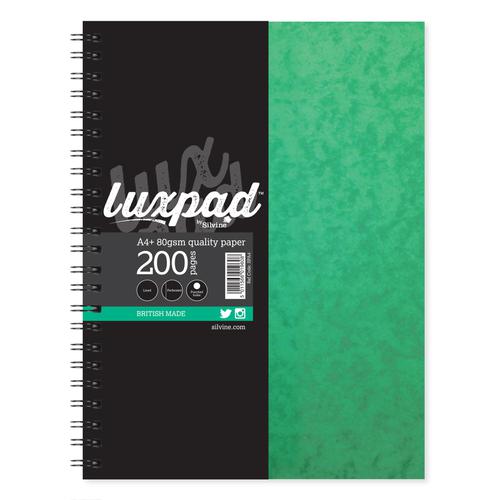 Silvine Notebook Twinwire Sidebound 75gsm Ruled Perf Punched 4 Holes 200pp A4+ Green Ref SPA4 [Pack 6]