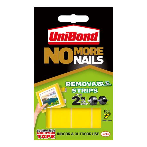 Unibond No More Nails Strip Ultra-strong Removable Translucent Ref 781739 [Pack 10]