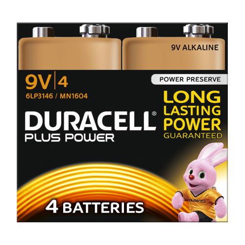 Duracell Plus Power Battery Alkaline 9V Ref 81275463 [Pack 4]