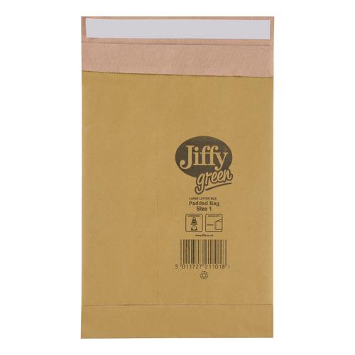 Jiffy+Green+Padded+Bags+P%26S+Cushioning+Size+1+165x280mm+Ref+01900+%5BPack+25%5D