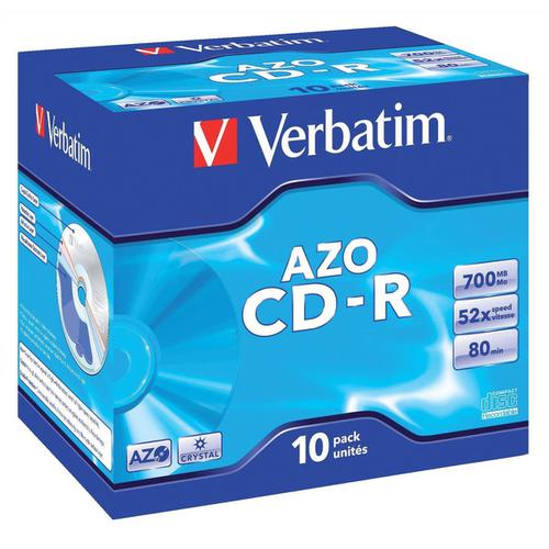 Verbatim+CD-R+Recordable+Disk+Write-once+Cased+52x+Speed+80+Min+700Mb+Ref+43327+%5BPack+10%5D
