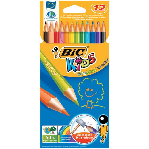 Bic+Kids+Evolution+Colouring+Pencils+Wood-free+Resin+Wallet+Vibrant+Assorted+Colours+Ref+829029+%5BPack+12%5D