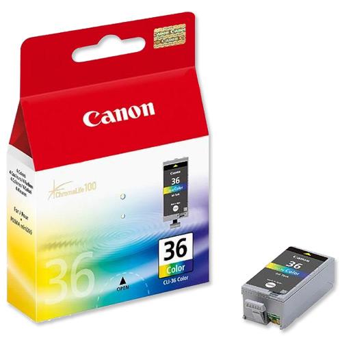 Canon CLI-36 Inkjet Cartridge Page Life 249 pages 12ml Tri-Colour Ref 1511B001