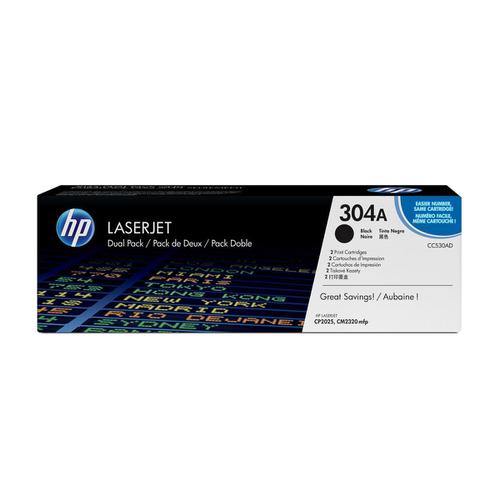 HP 304A Laser Toner Cartridge Page Life 3500pp Black Ref CC530AD [Pack 2]