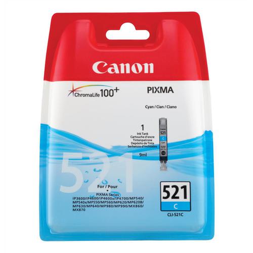 Canon+CLI-521C+Inkjet+Cartridge+Page+Life+448pp+9ml+Cyan+Ref+2934B001AA