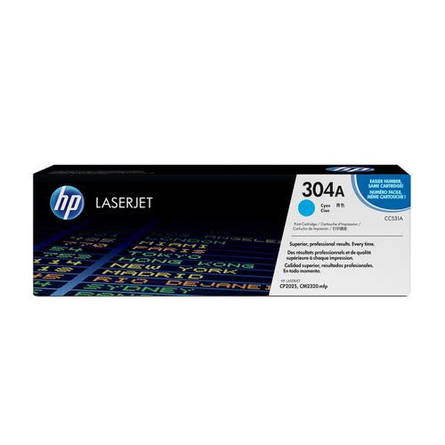 HP+304A+Laser+Toner+Cartridge+Page+Life+2800pp+Cyan+Ref+CC531A