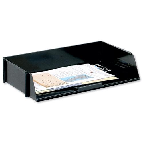 5+Star+Office+Letter+Tray+Wide+Entry+High-impact+Polystyrene+Stackable+Black