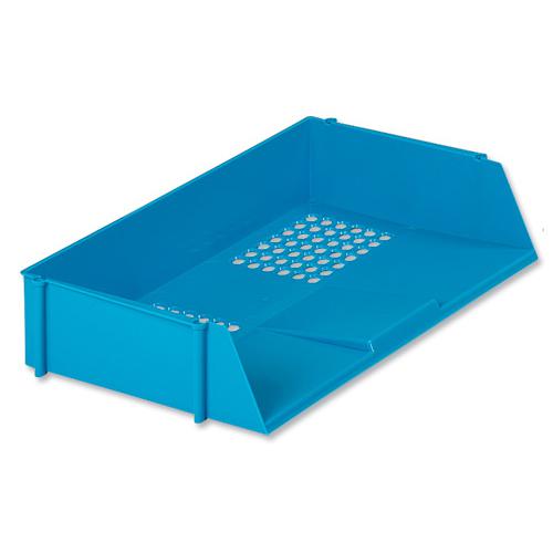 5 Star Office Letter Tray Wide Entry High-impact Polystyrene Stackable Blue