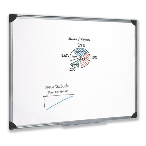 5+Star+Office+Whiteboard+Drywipe+Magnetic+with+Pen+Tray+and+Aluminium+Trim+W1200xH900mm
