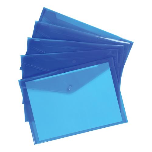 5+Star+Office+Envelope+Stud+Wallet+Polypropylene+A4+Translucent+Blue+%5BPack+5%5D
