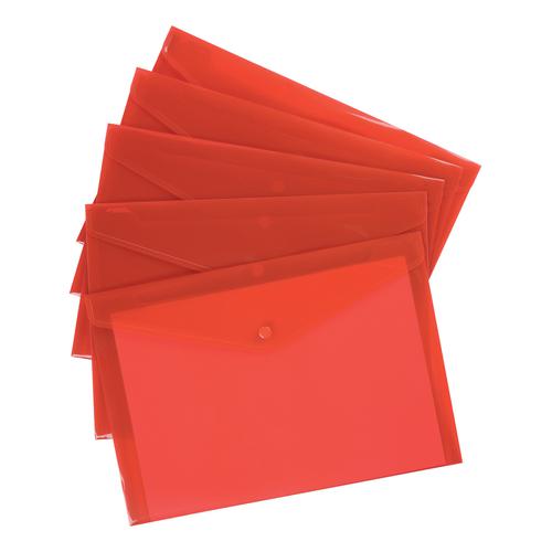 5+Star+Office+Envelope+Stud+Wallet+Polypropylene+A4+Translucent+Red+%5BPack+5%5D