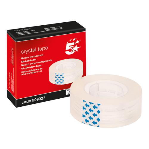 5+Star+Office+Crystal+Tape+Roll+Easy-tear+Permanent+Secure+18mm+x+33m