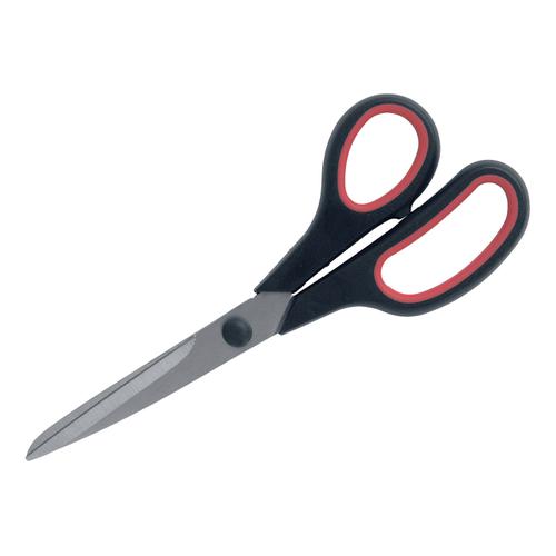 5+Star+Office+Scissors+210mm+with+Rubber+Handles+Stainless+Steel+Blades+Black%2FRed