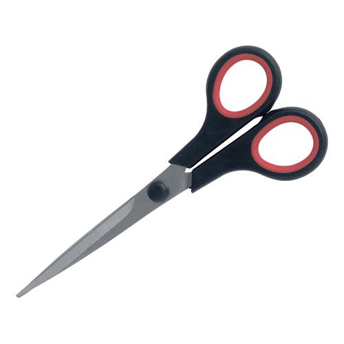 5+Star+Office+Scissors+155mm+Rubber+Handles+Stainless+Steel+Blades+Black%2FRed