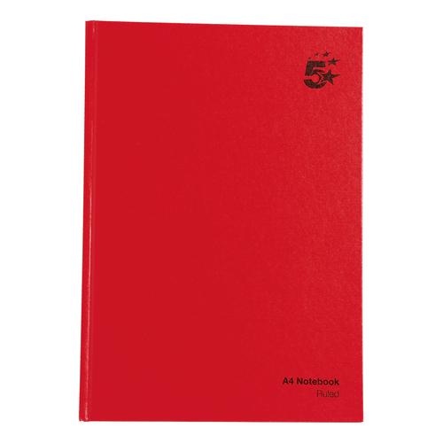 5+Star+Office+Manuscript+Notebook+Casebound+70gsm+Ruled+192pp+A4+Red+%5BPack+5%5D