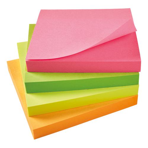 5 Star Office Re-Move Notes Repositionable Neon Pad of 100 Sheets 76x76mm Assorted [Pack 12]