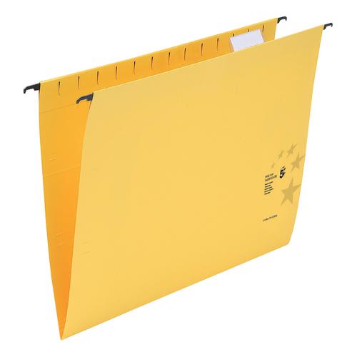 5+Star+Office+Suspension+File+with+Tabs+and+Inserts+Manilla+15mm+V-base+230gsm+Foolscap+Yellow+%5BPack+50%5D