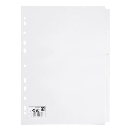 5 Star Office Subject Dividers 5-Part Recycled Card Multipunched 155gsm A4 White