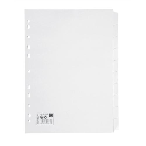 5+Star+Office+Subject+Dividers+10-Part+Recycled+Card+Multipunched+155gsm+A4+White