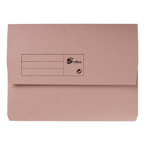 5 Star Office Document Wallet Half Flap 285gsm Recycled Capacity 32mm A4 Buff [Pack 50]