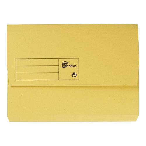 5 Star Office Document Wallet Half Flap 285gsm Recycled Capacity 32mm A4 Yellow [Pack 50]