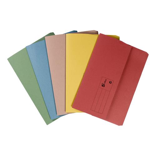5 Star Office Document Wallet Half Flap 285gsm Recycled Capacity 32mm A4 Assorted [Pack 50]