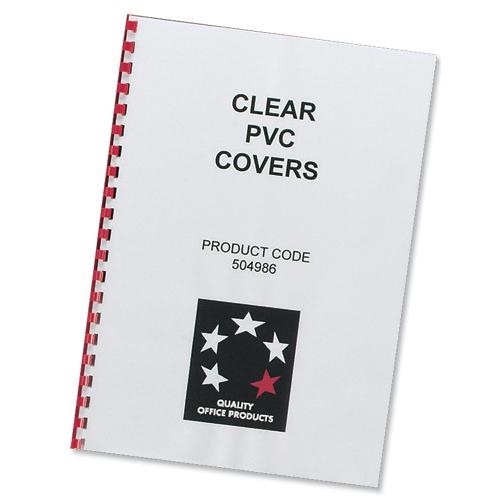 5 Star Office Comb Binding Covers PVC 150 micron A4 Clear [Pack 100]