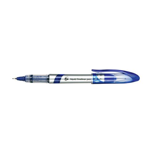 5 Star Elite Fineliner Pen Liquid 0.8mm Tip 0.4mm Line Blue [Pack 12]