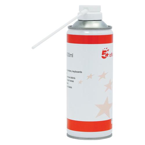 5+Star+Office+Spray+Duster+Can+HFC+Free+Compressed+Gas+Flammable+400ml
