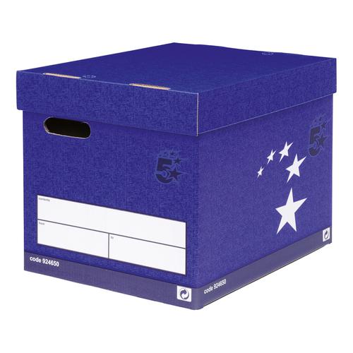 5 Star Elite FSC Superstrong Archive Storage Box & Lid Self-assembly W313xD415xH326mm Blue [Pack 10]