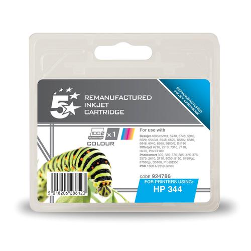 5 Star Office Remanufactured Inkjet Cart Page Life 560pp 14ml Tri-Colour [HP No.344 C9363EE Alternative]