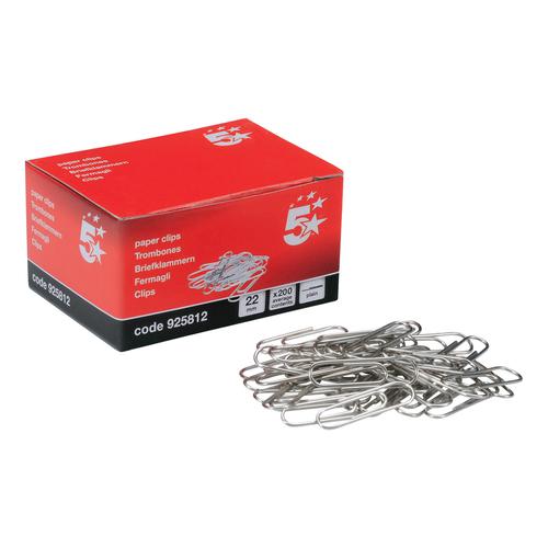 5+Star+Office+Paperclips+Metal+Small+Length+22mm+Plain+%5BBox+10x200%5D