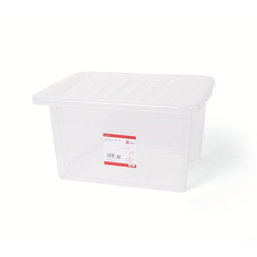 5+Star+Office+Storage+Box+Plastic+with+Lid+Stackable+32+Litre+Clear