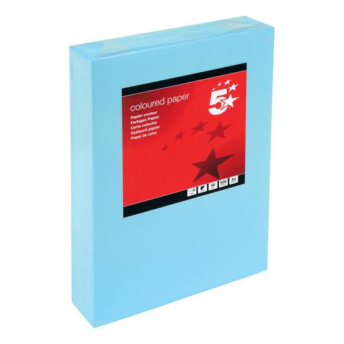 5 Star Office Coloured Copier Paper Multifunctional Ream-Wrapped 80gsm A4 Medium Blue [500 Sheets]