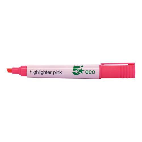 5 Star Eco Highlighter Chisel Tip 1-5mm Line Pink [Pack 10]
