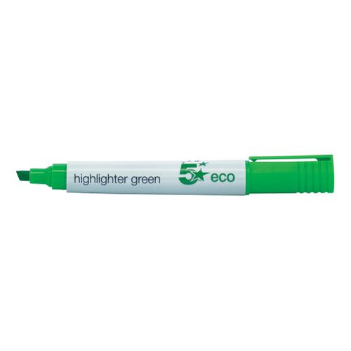 5+Star+Eco+Highlighter+Chisel+Tip+1-5mm+Line+Green+%5BPack+10%5D