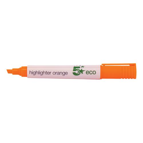 5 Star Eco Highlighter Chisel Tip 1-5mm Line Orange [Pack 10]