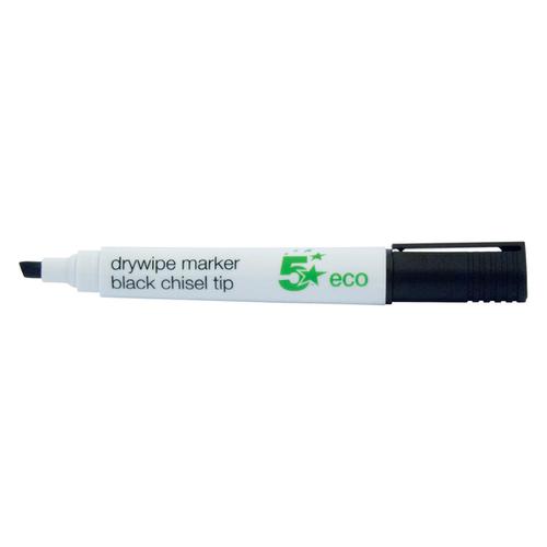5+Star+Eco+Drywipe+Marker+Chlorine-free+Chisel+Tip+2-5mm+Line+Black+%5BPack+10%5D
